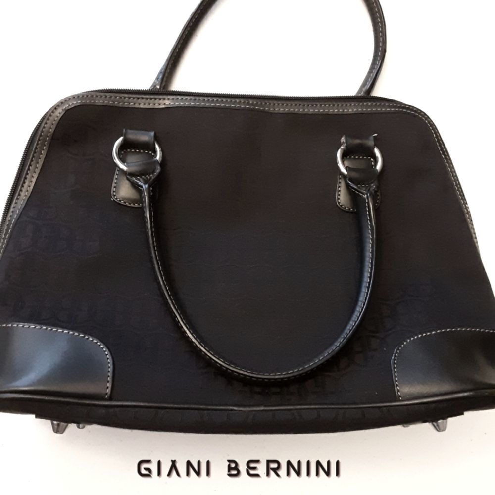 Giana Bernina Bag Black Shoulder Purse With Structured Top Handles 11×14